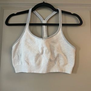 Gray sports bra, XL, light-moderate support